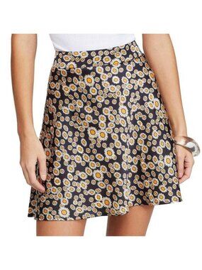 Black & yellow floral free people mini skirt